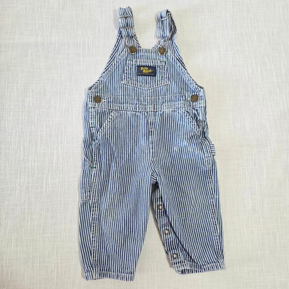 Vintage 90s Oshkosh Engineer Striped Overalls 9-12 months